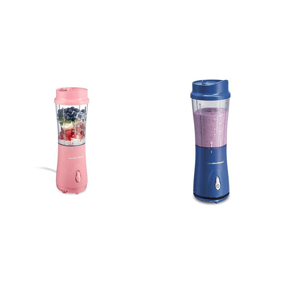 Hamilton Beach Portable Blenders for Shakes and Smoothies Bundle with 14 Oz BPA Free Travel Cups and Lids, Models 51171 and 51132