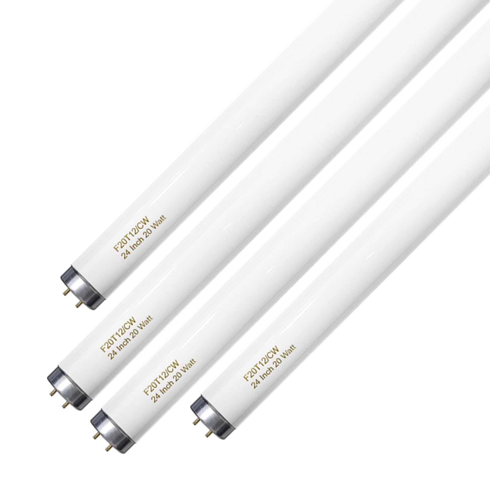 Konideke 24 Inch T12 Fluorescent Tube Light Bulb 20 Watt Cool White, F20T12/CW 4100K Replacement for F20T12/CW/ALTO, F20T12/CW/ECO, F20T12/SP41/ECO G13 Base 1200 Lumens 4 Counts