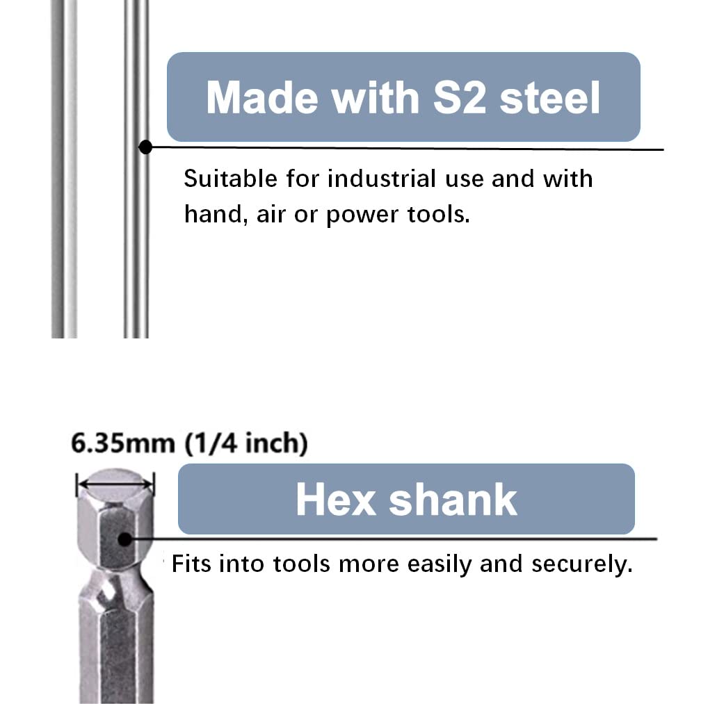 aiyun 12 Piece Slotted Phillips Screwdriver Bit Set, 1/4 Inch Hex Shank S2 Steel Magnetic 2 Inch Long Drill Bits (2 Inch)