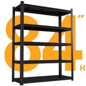 steelist 3000lbs garage shelves, 48w metal shelves for storage, 5-tier shelving unit with adjustable shelves, 24" d x 47.2" w x 84" h industrial shelving utility shelf for warehouse, basement