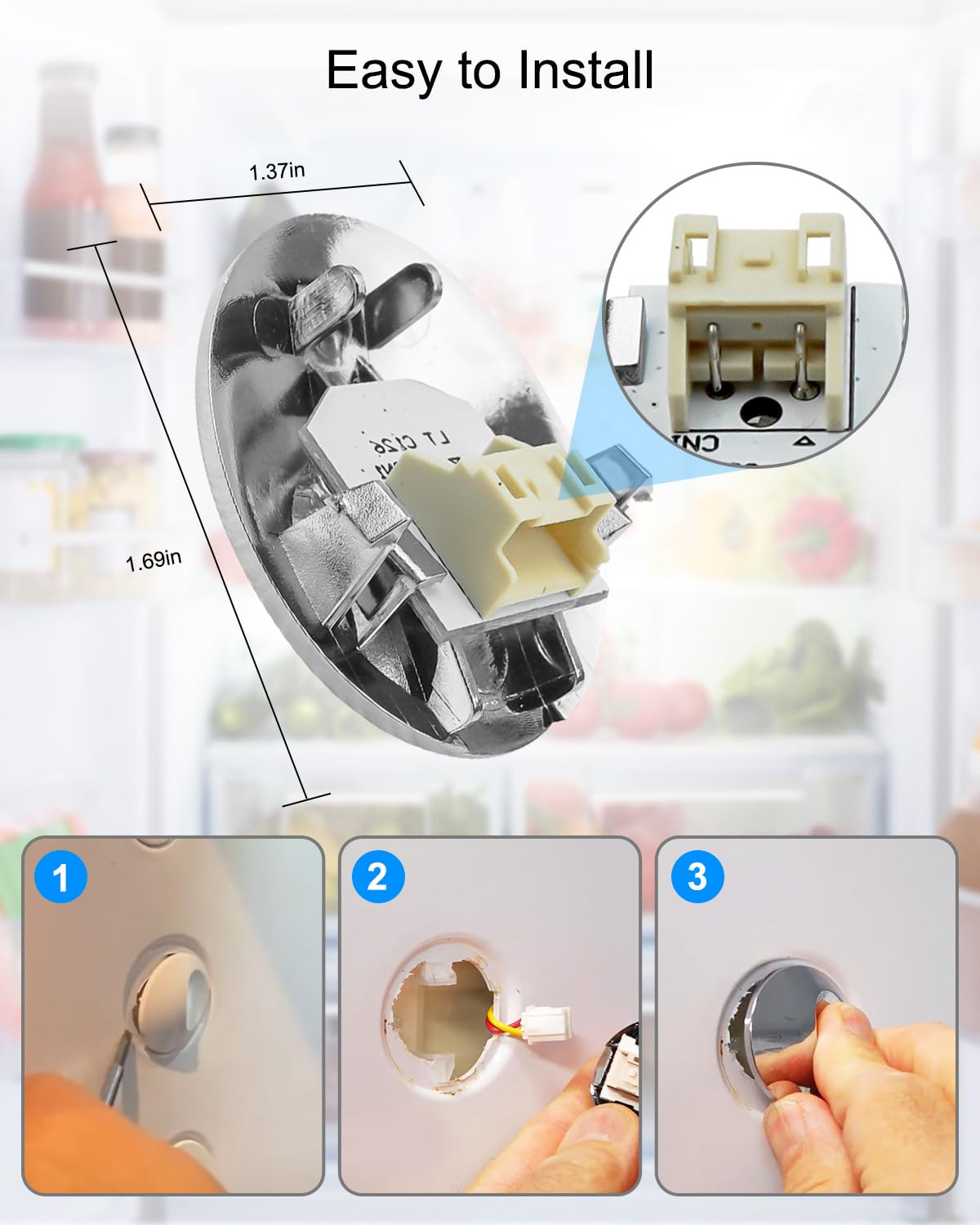 2 Pack Upgrade Refrigerator Led Light Bulb and Cover Assembly Replace WR55X11132 WR55X25754 WR55X26487 WR55X30603 WR55X30602 WR55X26486 Compatible with Ge Refrigerator Led Light Assembly