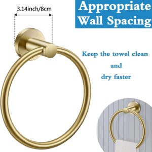 Pynsseu Brushed Gold Towel Ring for Bathroom 1 Pack, Kitchen Bath Towel Holder Hangers Wall Mount Heavy Duty Storage Stainless Steel. 2 Pack