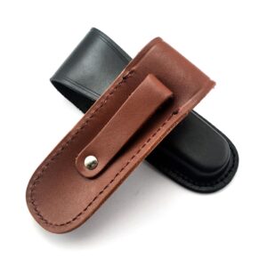 Folding Blade Pocket Knife Sheath 5 Inch Leather Knife Sheath Leather Case with Snap Closure Belt Loop Case Leather Pouch Folding Knife Sheath Holder