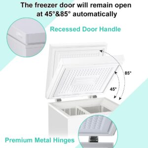 KRIB BLING Chest Freezer Adjustable Thermostat Compact Freezers with Removable Storage Basket for House Kitchen Basement 3.5 cu.ft White