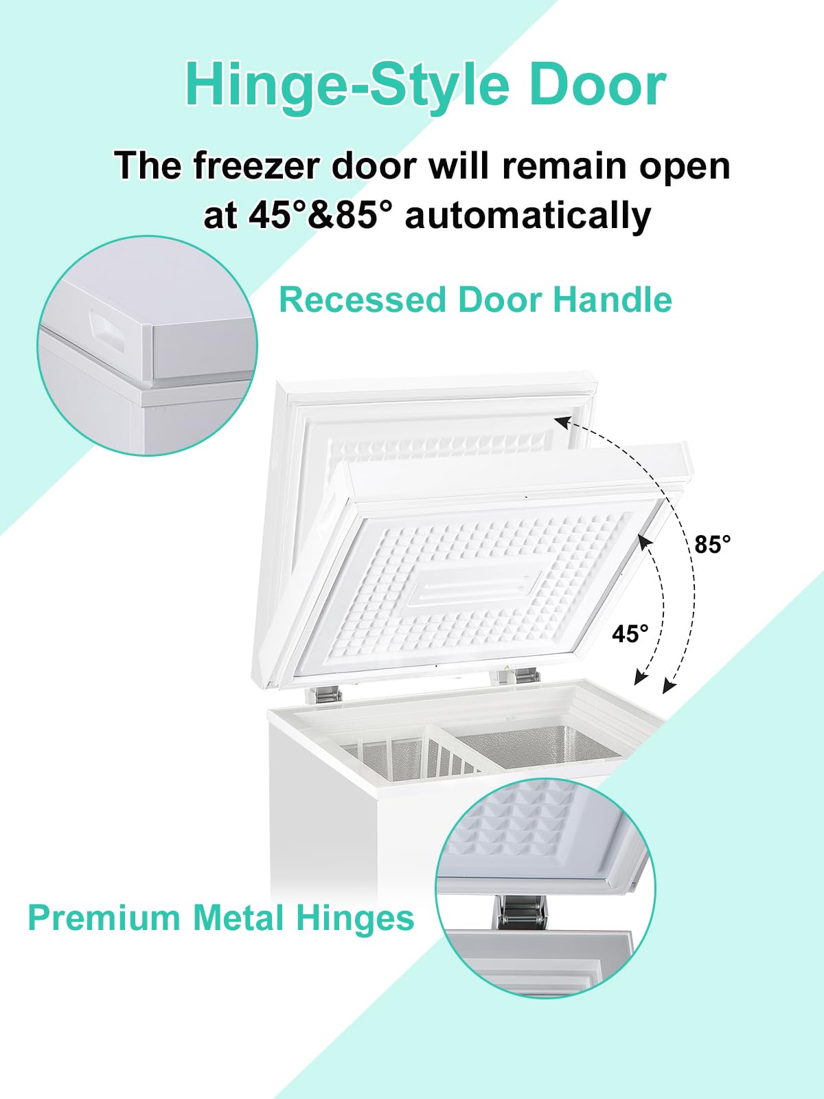 KRIB BLING Chest Freezer Adjustable Thermostat Compact Freezers with Removable Storage Basket for House Kitchen Basement 3.5 cu.ft White