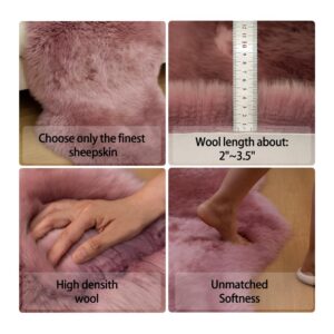 AGFNGE Sheepskin Rug, Fluffy Shag Area Rug, Super Soft 24” x 72“ Sheepskin Hair Rug,Peachy-Pink Pile Rug, Decorative Throw Rugs for Bedrooms, Children's Rooms, Living Rooms (Peachy-Pink, 24" x 72")