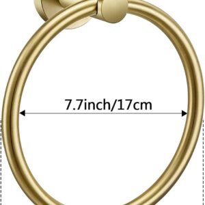 Pynsseu Brushed Gold Towel Ring for Bathroom 1 Pack, Kitchen Bath Towel Holder Hangers Wall Mount Heavy Duty Storage Stainless Steel. 2 Pack