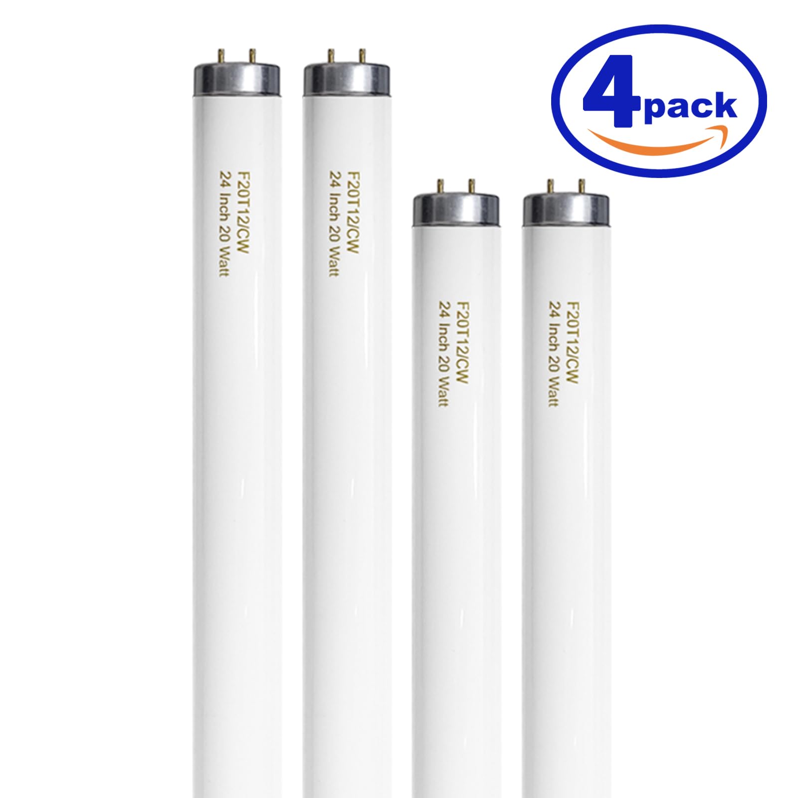 Konideke 24 Inch T12 Fluorescent Tube Light Bulb 20 Watt Cool White, F20T12/CW 4100K Replacement for F20T12/CW/ALTO, F20T12/CW/ECO, F20T12/SP41/ECO G13 Base 1200 Lumens 4 Counts