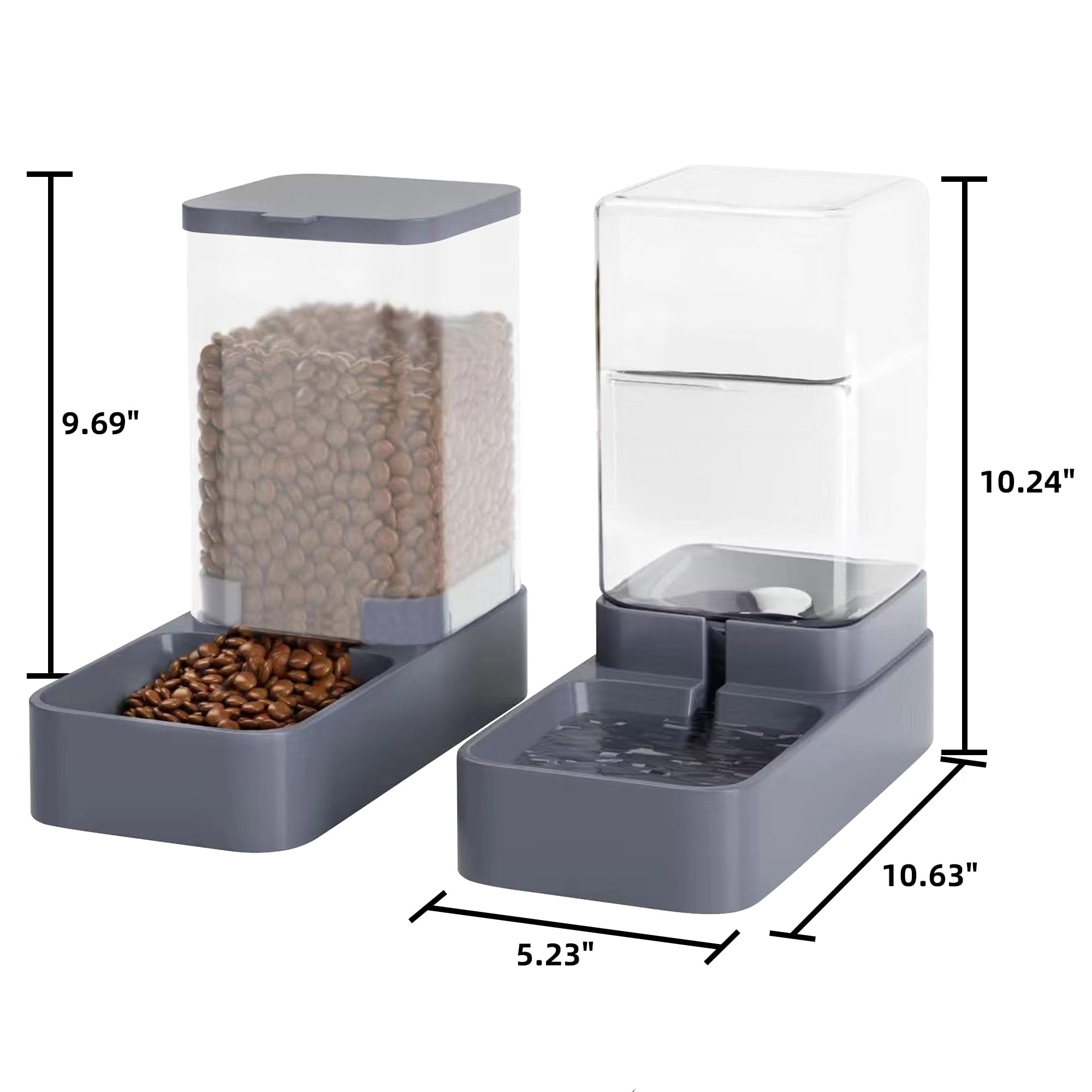 Tokenkuko Automatic Cat Feeder and Water Dispenser with Pet Food Bowl,Gravity Food Feeder and Waterer Dispenser in Set for Small Medium Dog Puppy Kitten Rabbit Bunny Large Capacity(3.3L x 2)