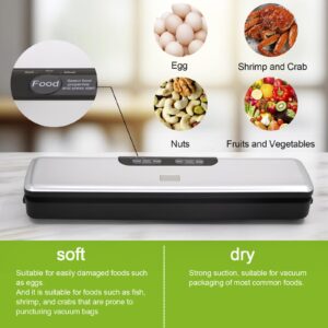 Flyfox Vacuum Sealer Machine - Strong, Multi-functional, and Fast Compact for Multi Food Storage with Low Noise, includes Vac, Sealer, Meat, Dry, Soft, 5 Modes with Vacuum Seal Bags