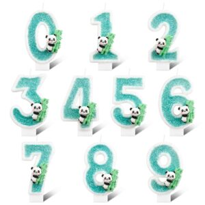 iNINGER Panda Happy Birthday Cake Topper Number 11 Candle Panda Bear Bamboo 11th Birthday Cake Decoration Jungle Animals Theme Party Birthday Supplies for Boys Girls Kids (11th Green)