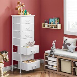 Fixwal White Tall Dresser for Bedroom, Storage Dresser Organizer with 7 Fabric Drawers, Nightstand Furniture in Closet, Entryway, Hallway