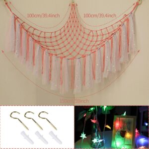 YELIENM Stuffed Animals Net or Hammock with LED Light, 59 inch Toy Hammock Net for Stuffed Animals Corner Hanging Stuffed Animal Storage Stuffed Animal Holder for Nursery Kids Bedroom… (Dark Pink)