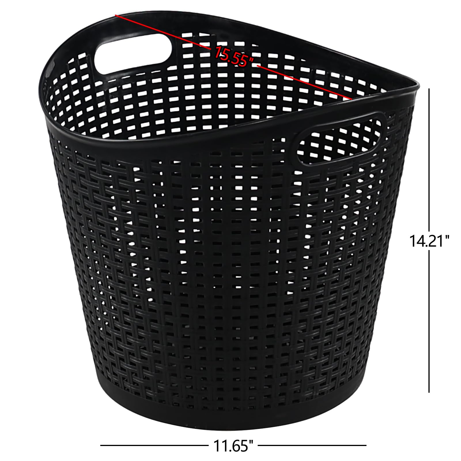 Yuright 6-Pack 30 L Plastic Laundry Hamper Basket, Large Clothes Storage Basket, Black