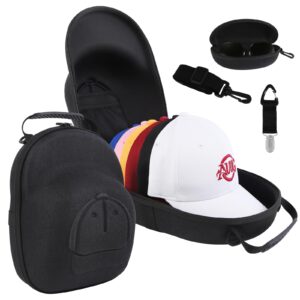 anguu hat travel case,hard hat case for baseball caps, hat carrier for travel with hat clip and glasses case, hat organizer protects up to 6 hats, perfect for travel and home storage - black