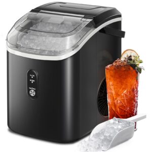 aglucky nugget ice maker countertop,35lbs/24h,portable pebble ice machine with handle,self-cleaning function,pellet ice maker for home/kitchen/office(black)