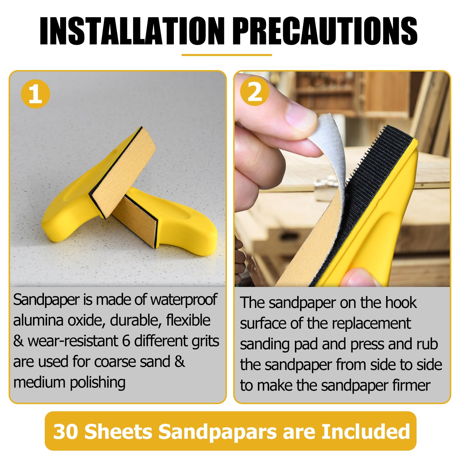 Finger Sander for Crafts, 2 Pack Mini Micro Gator Sander for Crafts with 30 Sheets 3.5 x 1 Inch Sandpaper 80 120 180 240 400 600 Grit Sanding for DIY Wood Finishing Tight Narrow Spaces Polishing