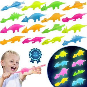 30 pcs slingshot dinosaur finger toys glow in the dark dinosaur party favors for kids 3-5 4-8 8-12 small toys goody bag stuffers pinata filler bulk toys for kids prizes christmas stocking stuffers