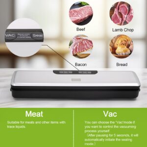 Flyfox Vacuum Sealer Machine - Strong, Multi-functional, and Fast Compact for Multi Food Storage with Low Noise, includes Vac, Sealer, Meat, Dry, Soft, 5 Modes with Vacuum Seal Bags