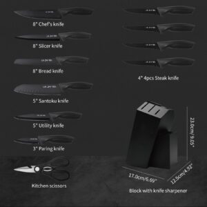 Kitchen knife sets, Built-in Sharpener, LIN ZHI REN 13 Pcs Block Knife Sets for Chopping, Slicing, Dicing&Cutting, Dishwasher Safe.