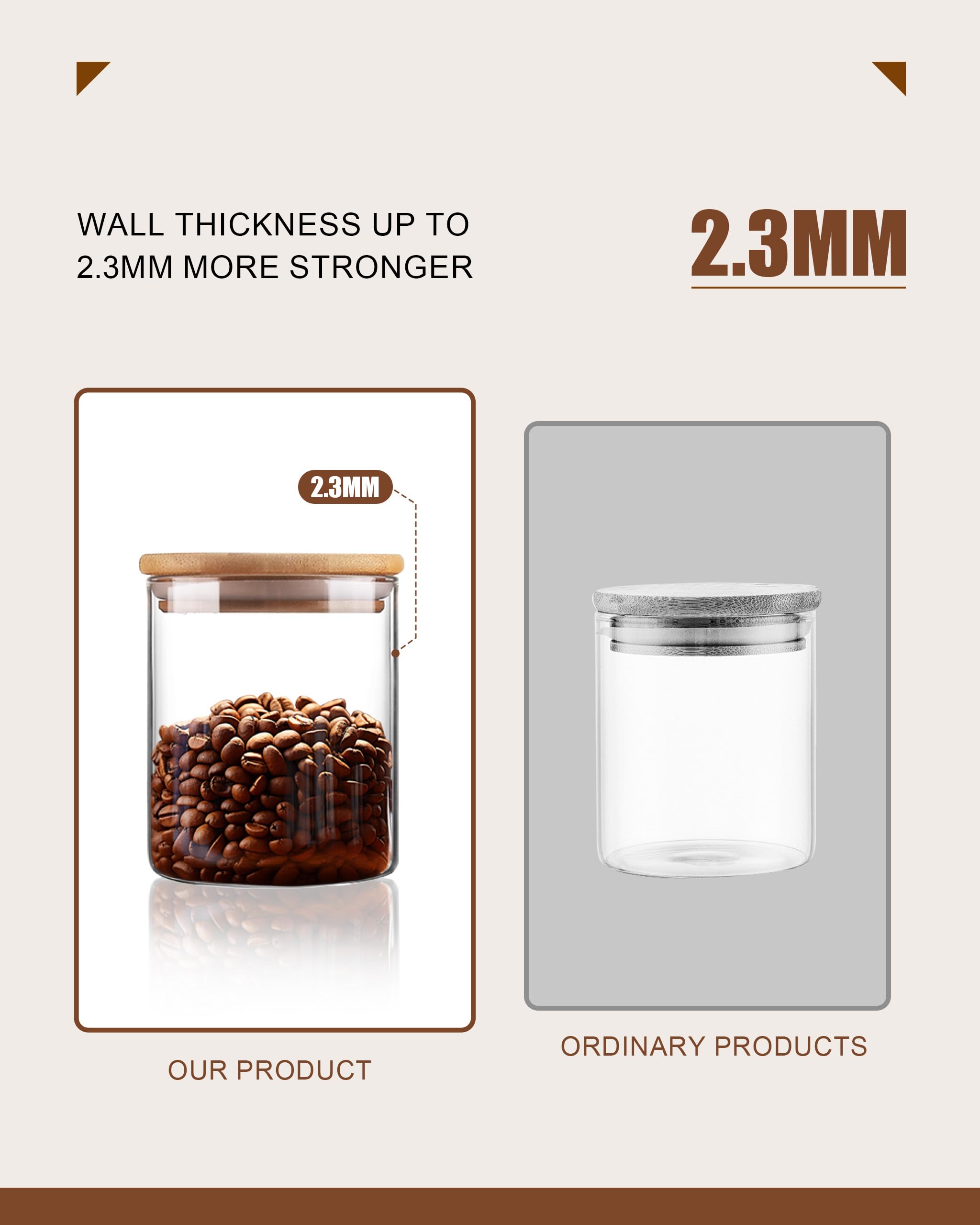 BSDPREF 27oz Glass Food Storage Jars Set of 1, Glass Storage Jars with Airtight Lids Pantry Organization Jar, Spice Jar, Blooming Tea, Coffee and Sugar Container, Small Canister Set for Kitchen