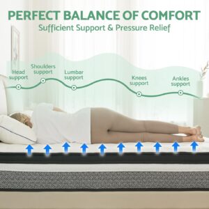 Full Mattress, 10 Inch Full Size Hybrid Mattress, Full Mattress in A Box, Memory Foam & Individually Pocket Spring for Pain Relief, Medium Firm Full Mattresses