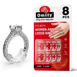 omilly ring sizers for loose rings,8 pack 8 sizes ring guards,silicone ring size adjuster invisible ring fitter for different band widths for women and men