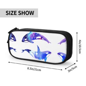 YQxwJL Orca Killer Whale Print Pencil Cases Pen Box Stationery Makeup Bag, Desk Organizer For College Adults Women Men