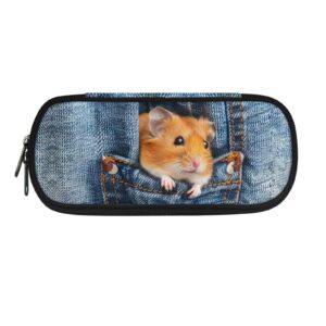 stuoarte hamster print pencil case, large capacity pen pouch organizer simple stationery bag aesthetic pen pouch bag, pencil box school supplies for kids students boys girls