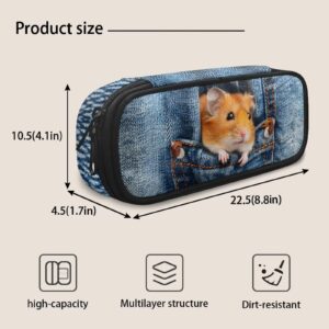 STUOARTE Hamster Print Pencil Case, Large Capacity Pen Pouch Organizer Simple Stationery Bag Aesthetic Pen Pouch Bag, Pencil Box School Supplies for Kids Students Boys Girls