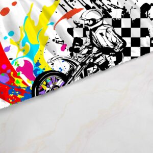 VTKON Sports Twin Kids Sheets Set for Boys Soft and Fluffy Motocross Bedding Set Breathable Motorcycle Decor for Boys Bed Set Kids Tie Dye Bedding Set with 1 Flat Sheet, 1 Fitted Sheet & 1 Pillowcase