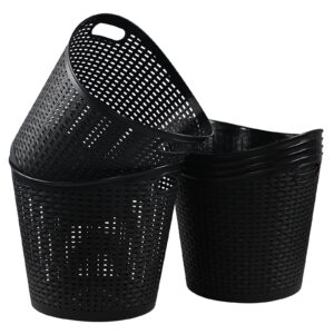 Yuright 6-Pack 30 L Plastic Laundry Hamper Basket, Large Clothes Storage Basket, Black