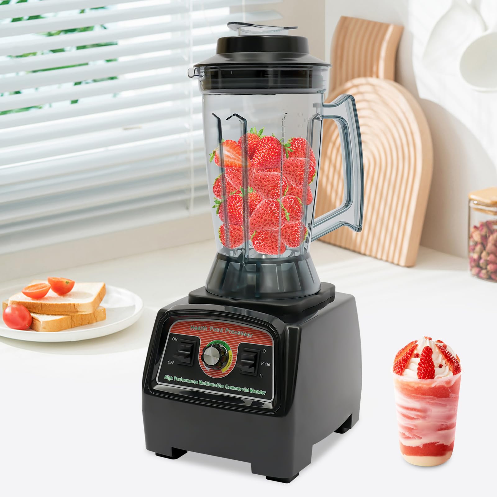 Blender 2800W Heavy Duty Commercial Blender, 4L Shakes & Smoothies Countertop Blender 57000RPM High Speed Food Processors for Baby Food, Crushing Ice or Frozen Drinks