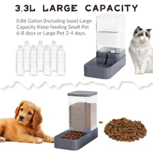 Tokenkuko Automatic Cat Feeder and Water Dispenser with Pet Food Bowl,Gravity Food Feeder and Waterer Dispenser in Set for Small Medium Dog Puppy Kitten Rabbit Bunny Large Capacity(3.3L x 2)