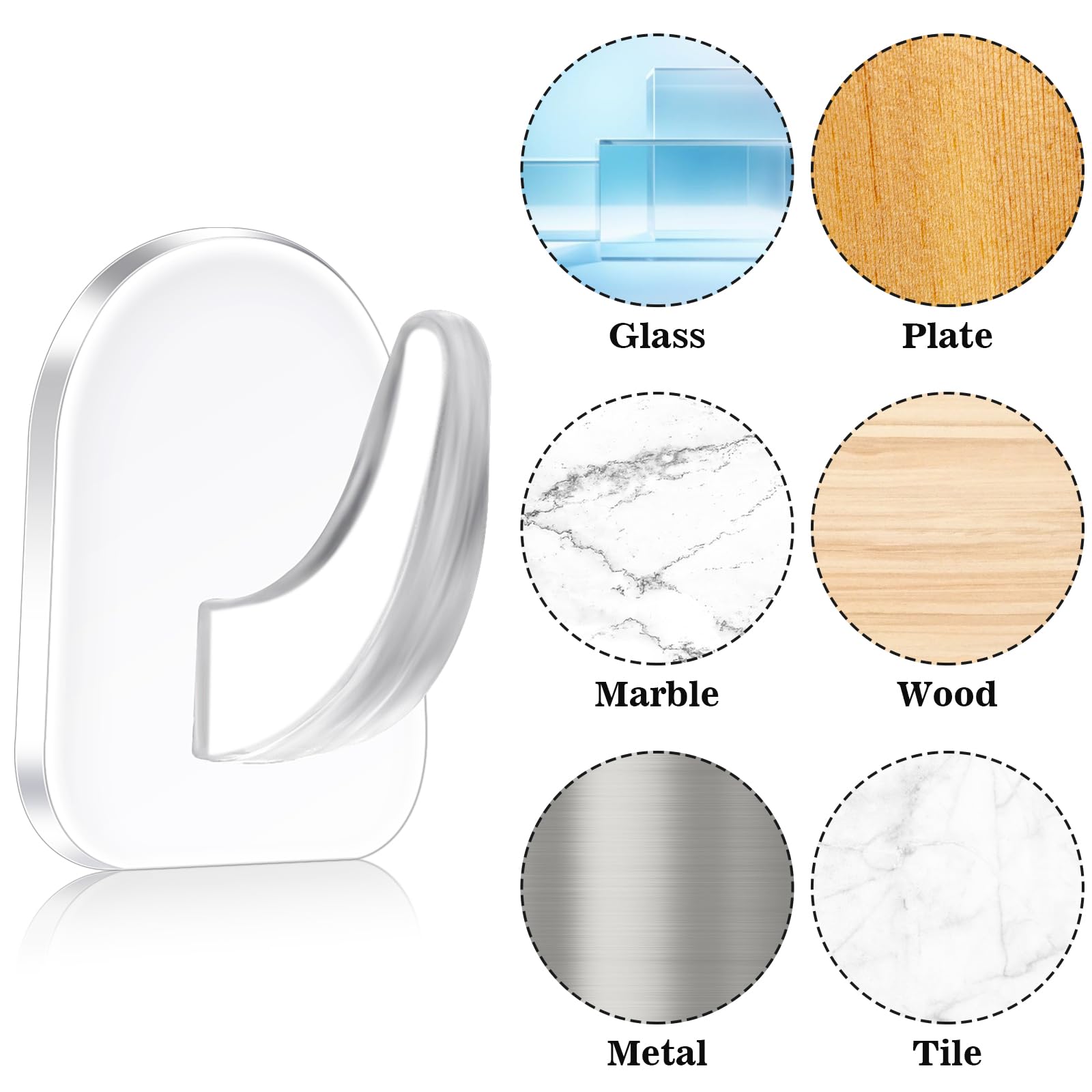 Gjinxi 30 Pcs Clear Adhesive Wall Hooks for Hanging, Heavy Duty Removable Hooks, Plastic Small Acrylic Sticky Hangers, Hanging Hooks with No Damage Sticker for Home Kitchen Bathroom Bedroom Office