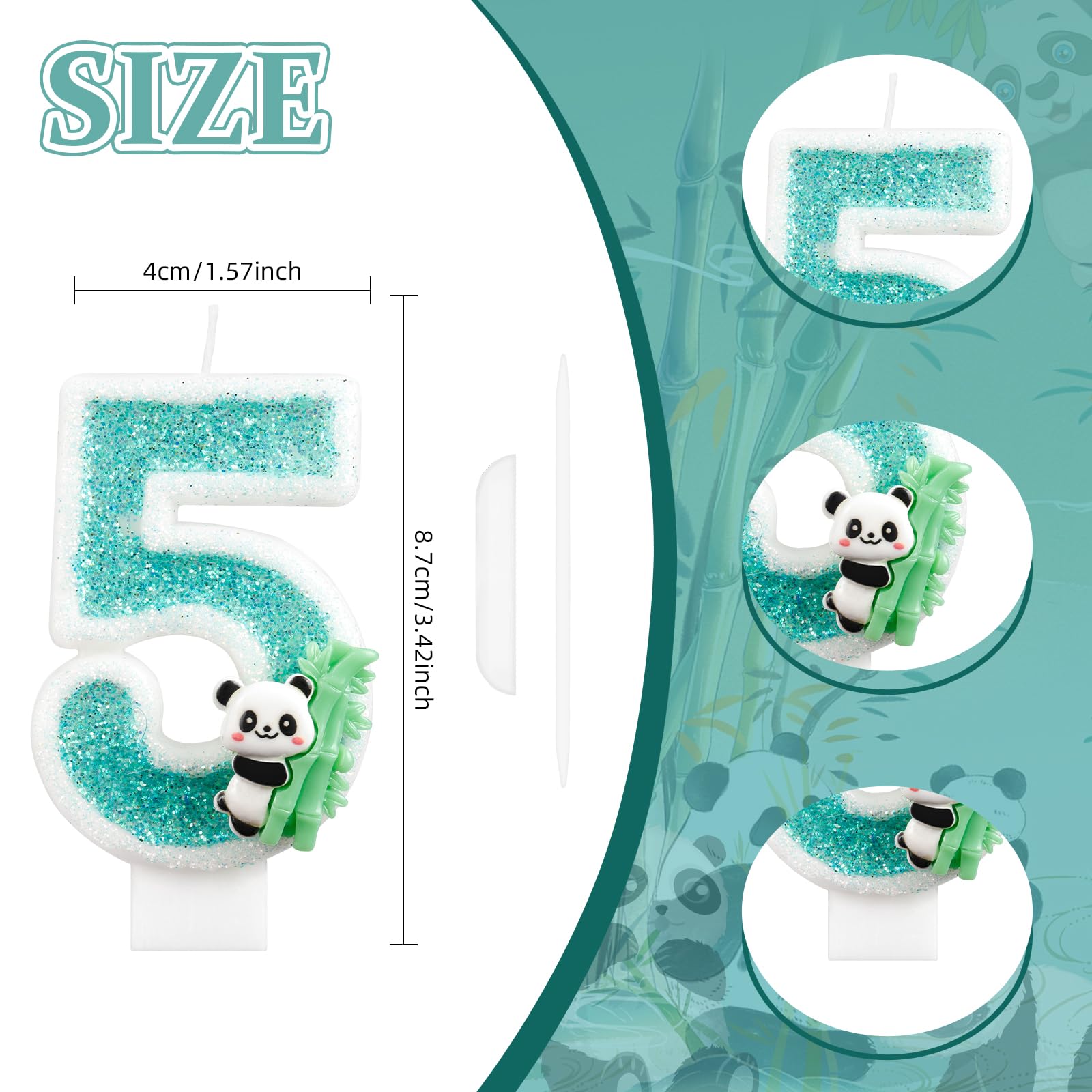 iNINGER Panda Happy Birthday Cake Topper Number 11 Candle Panda Bear Bamboo 11th Birthday Cake Decoration Jungle Animals Theme Party Birthday Supplies for Boys Girls Kids (11th Green)