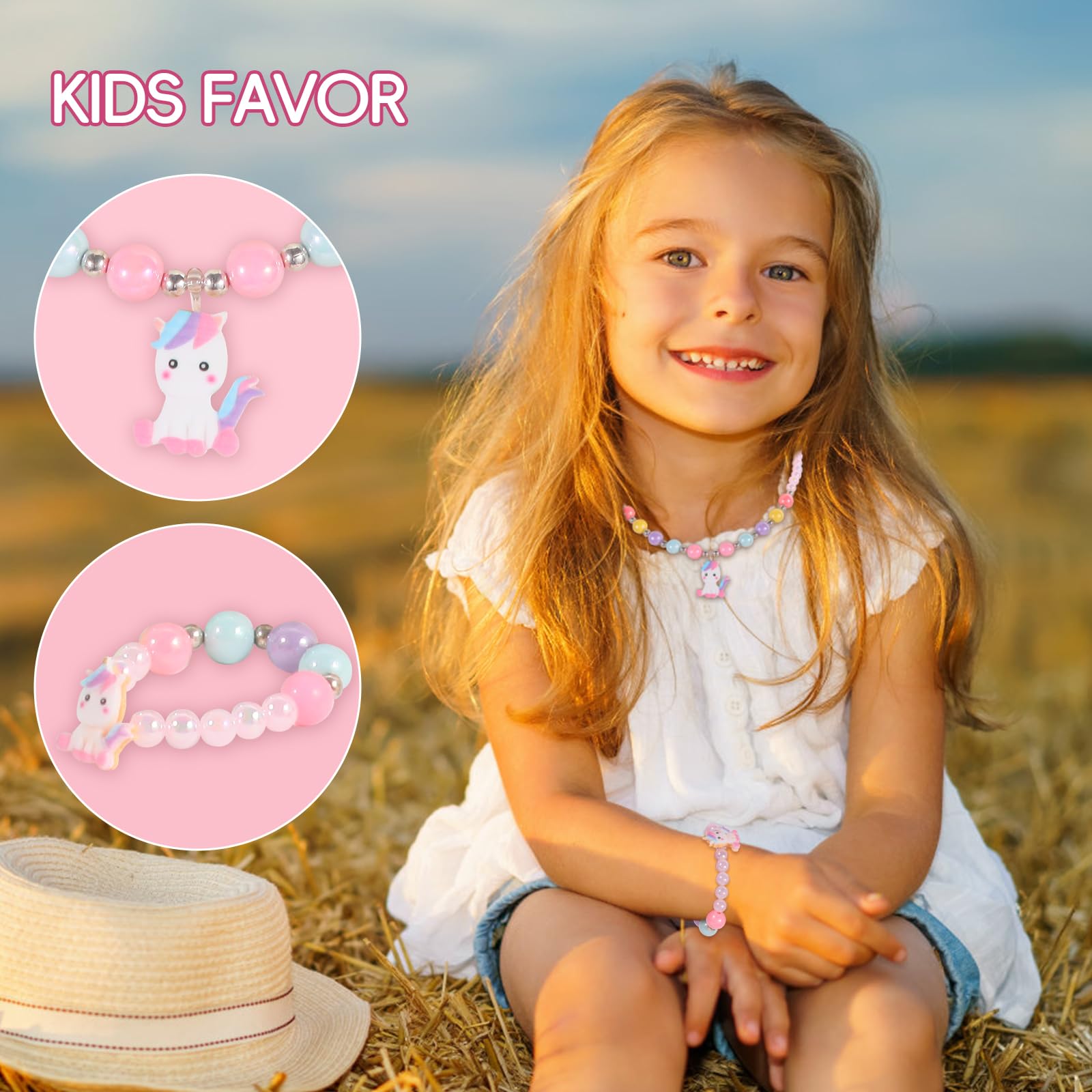 Get Well Soon Gift for Kids, Feel Better Gifts for Kids, Kids Get Well Baskets Care Package Box with Balloon, Necklace, Bracelet & Unicorn Plush Pillow, Get Well Gifts for Girls after Surgery