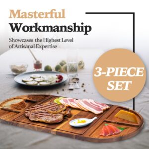 Charcuterie Board Set: 3-in-1 Magnetic Acacia Wood Cheese Board Ensemble - Unique for Mom - House Warming Gifts New Home, Wedding Gifts for Couple, Bridal Shower Gift (Board)