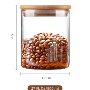 BSDPREF 27oz Glass Food Storage Jars Set of 1, Glass Storage Jars with Airtight Lids Pantry Organization Jar, Spice Jar, Blooming Tea, Coffee and Sugar Container, Small Canister Set for Kitchen