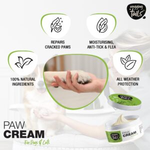 Wagging Tails Paw Cream 1.76 fl oz for Pets | Daily Use for Smoothing Damaged Skin | Heals, Repairs & Moisturizes Cracked Paw Soother Balm, Elbows & Dry, Itchy Snout of Dogs, Cats, and Puppies