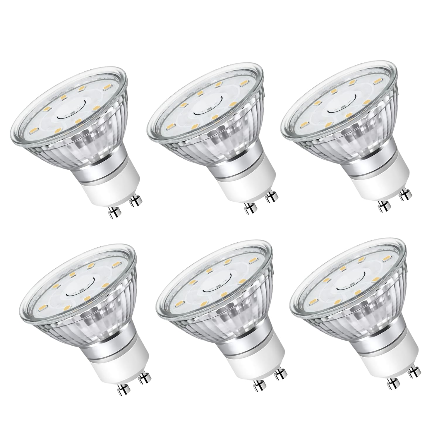 NUOVA GERMANY GU10 LED Light Bulbs Non-Dimmable, 4000K Natural White GU10 Bulb, 5W LED Bulbs with 100°Flood Beam Lighting for Kitchen, Range Hood, Living Room, Bedroom, 6 Pack