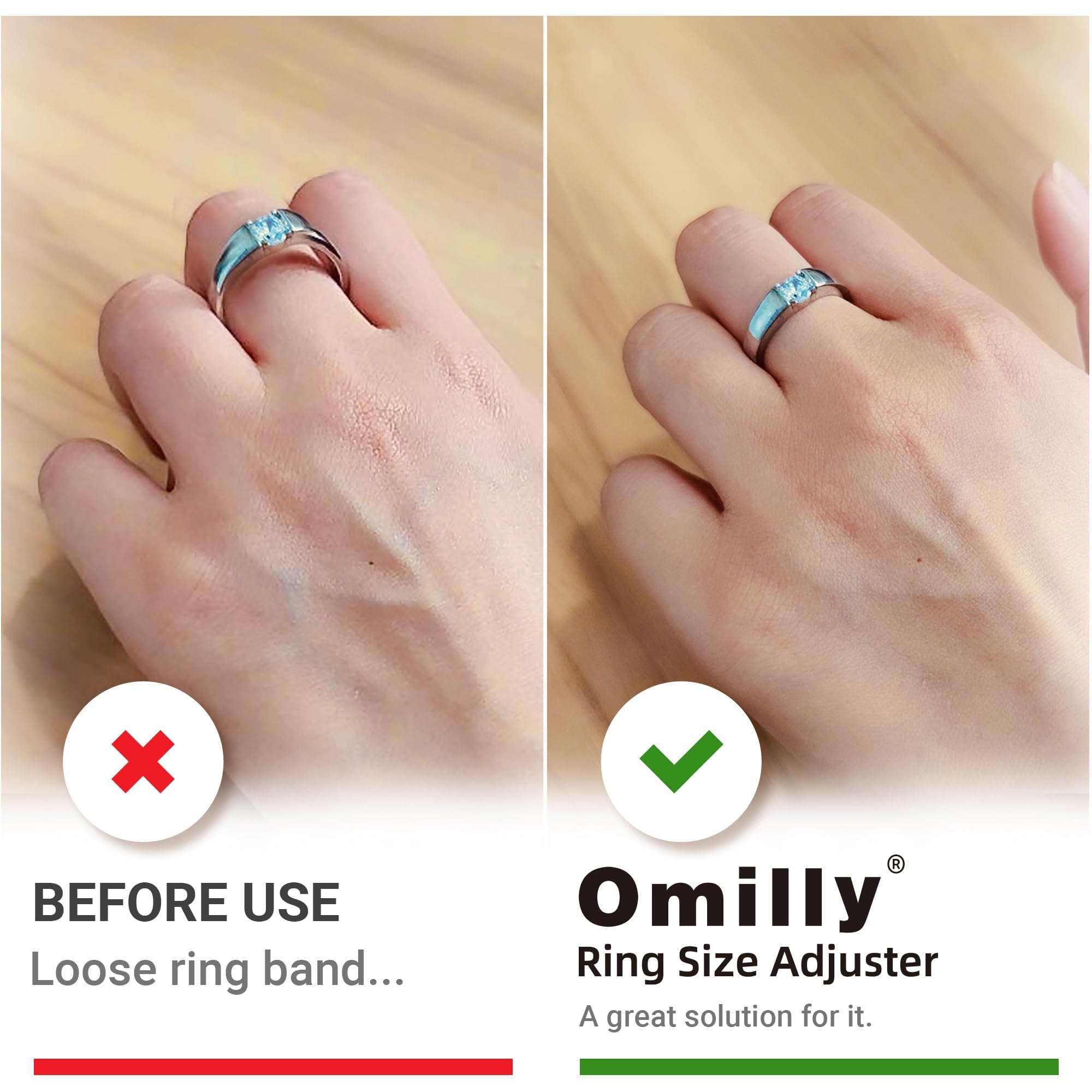 Omilly Ring Sizers for Loose Rings,8 Pack 8 Sizes Ring Guards,Silicone Ring Size Adjuster Invisible Ring Fitter for Different Band Widths for Women and Men