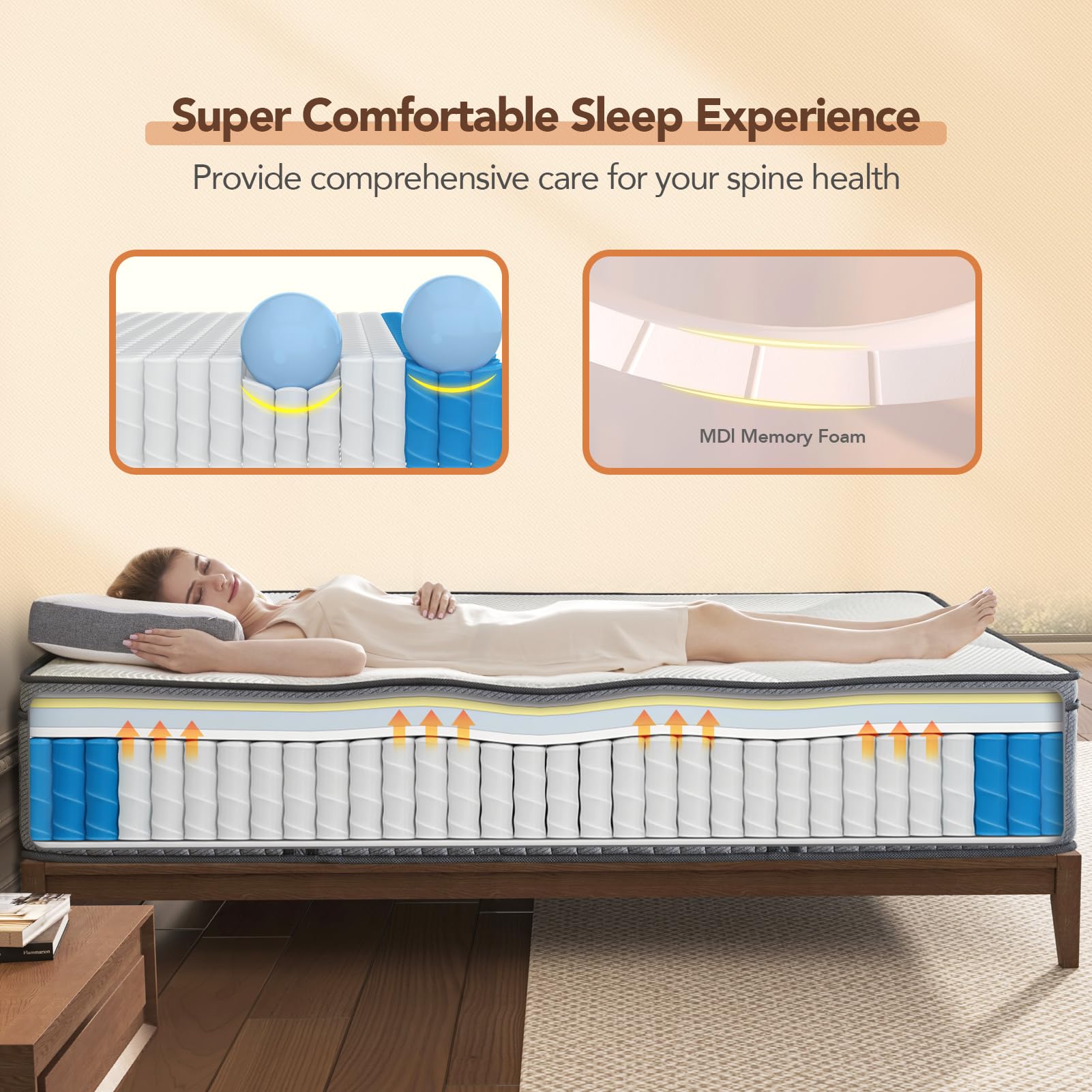 DIGLANT Twin XL Mattress, 14Inch Hybrid Mattress Soft Plush Supportive Memory Foam with Individual Pocket Springs for Pressure Relief, Twin XL Size Mattress in a Box, CertiPUR-US Certified, 39"*80"