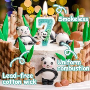 iNINGER Panda Happy Birthday Cake Topper Number 11 Candle Panda Bear Bamboo 11th Birthday Cake Decoration Jungle Animals Theme Party Birthday Supplies for Boys Girls Kids (11th Green)