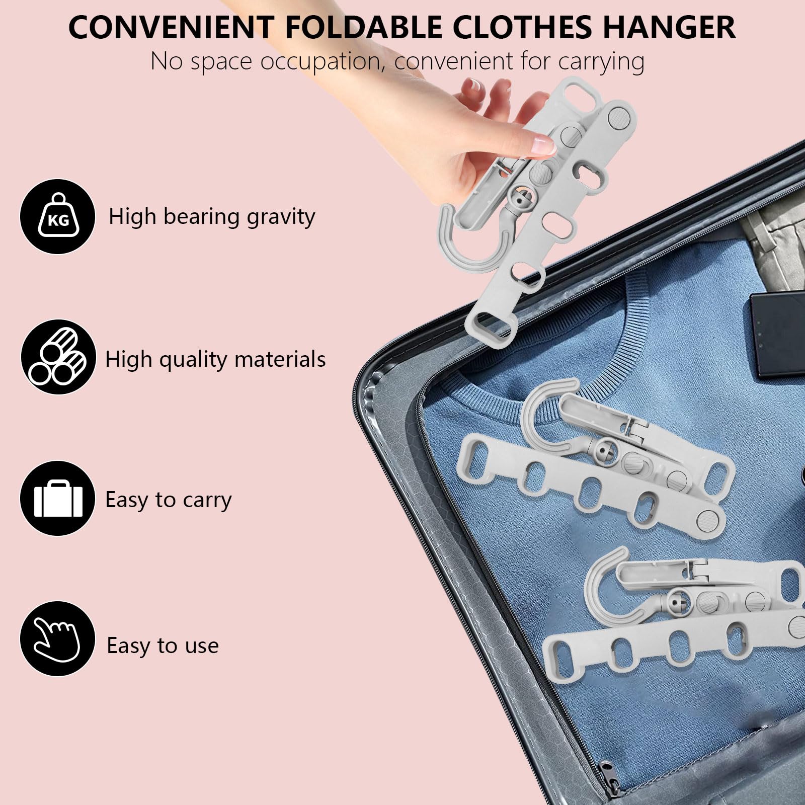 LELE LIFE 3Pcs Folding Clothes Drying Rack Clothing, Clothes Drying Rack Foldable Hangers for Travel Hangers, Laundry Drying Rack Collapsible, Folding Clothes Hanger,Grey