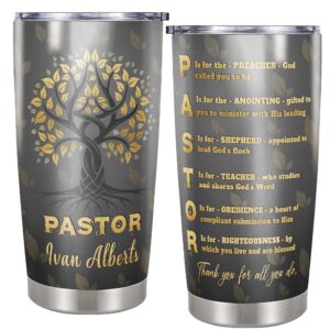 pastor gifts for men personalized tumbler custom name insulated cup travel coffee mug with lid stainless steel 20 30 oz religious appreciation gift for pastors