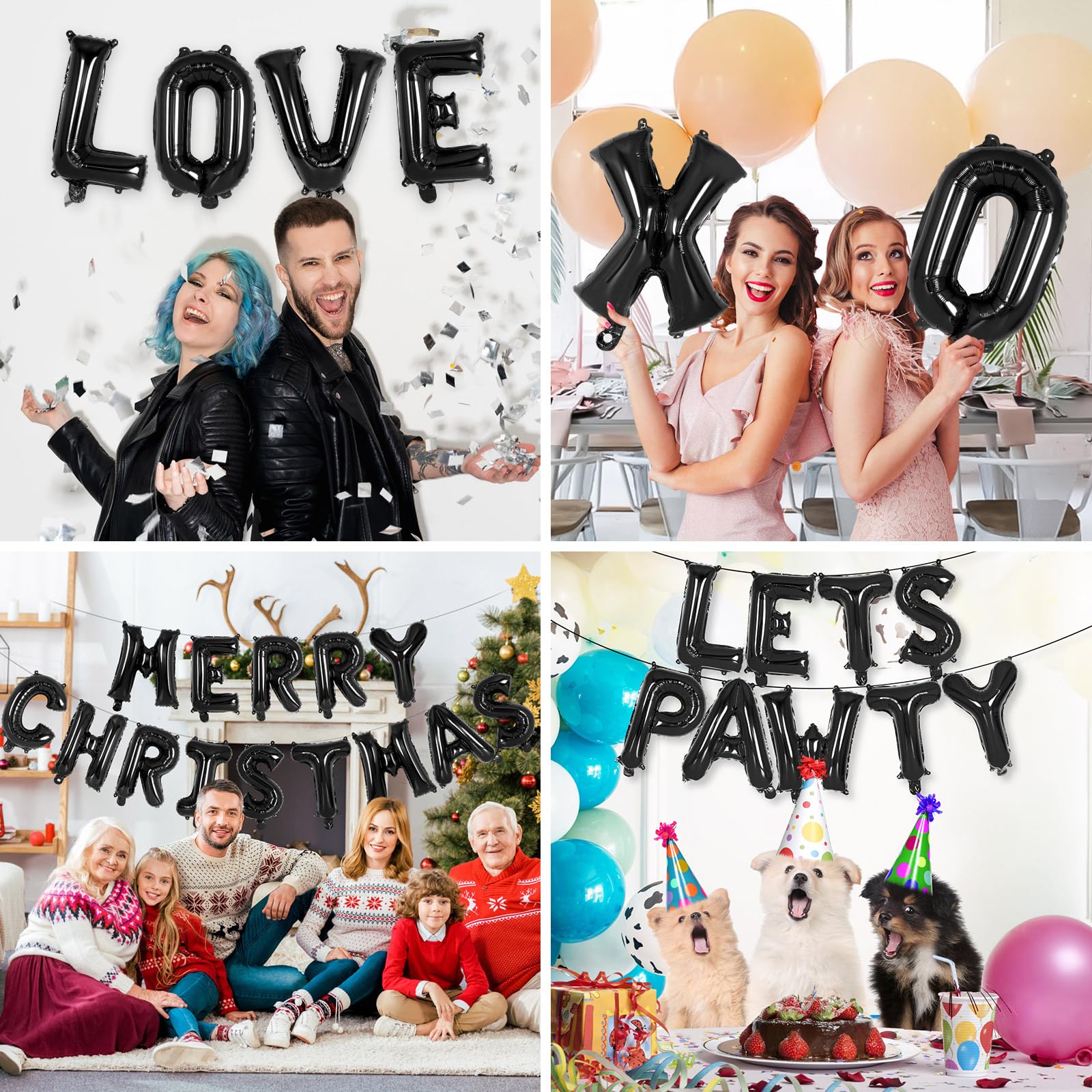 26 Pcs Black Letter Balloons,16 Inch Foil Alphabet Letter Balloons,Letter A-Z Balloons Banner Custom Phrase Balloons for Birthday Party Wedding Anniversary Decoration (Black)