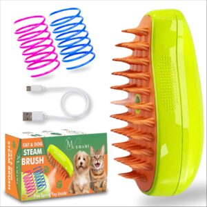 cat steam brush for shedding, rechargable steam brush for cats, 3 in 1 steam cat brush, self cleaning cat grooming brush for massage, pet brush removing loose hair-cat brush with steam.