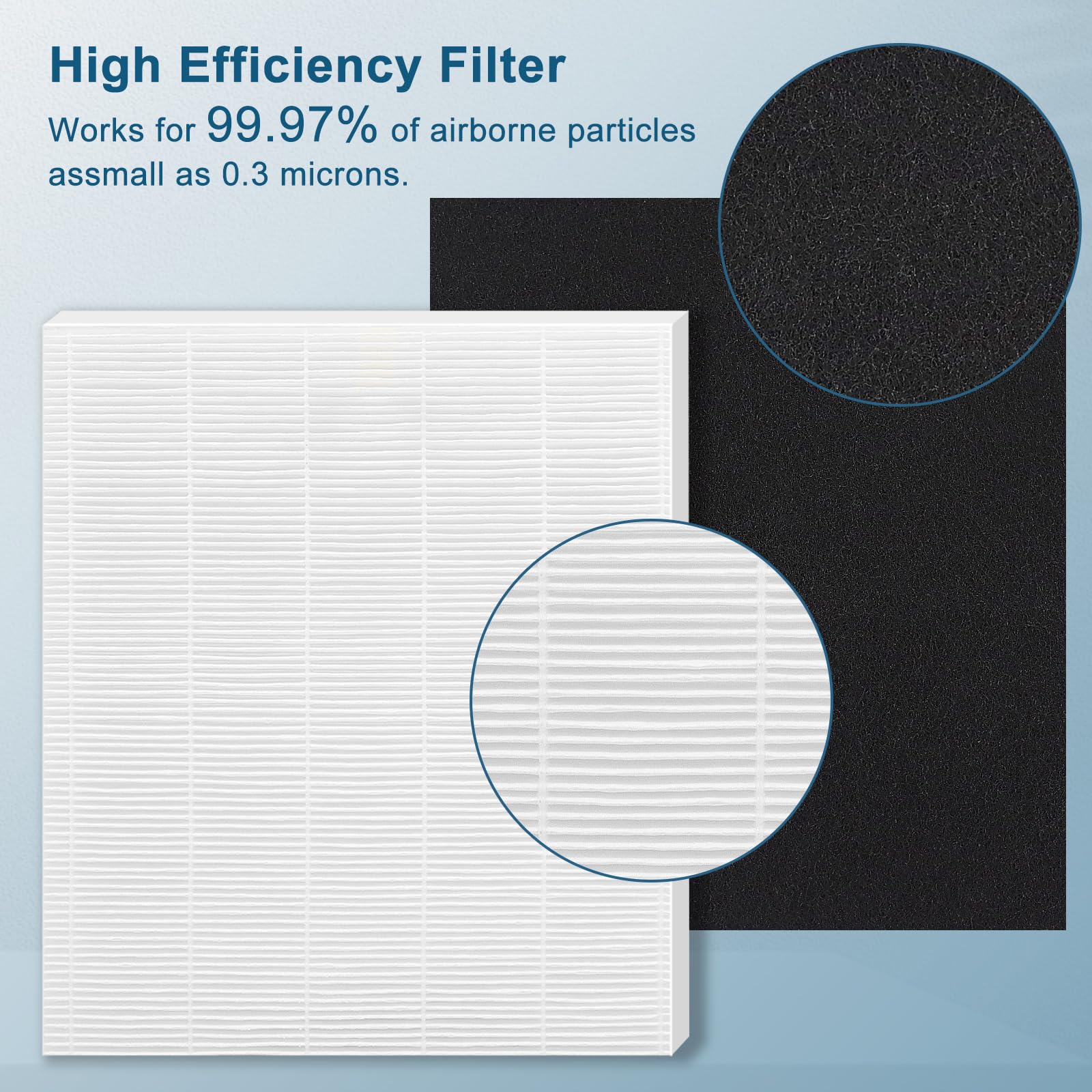 True High Efficiency C535 Replacement 115115 Filter A Compatible with Winix PlasmaWave C535, 5300-2, 6300-2, 5300, 6300, P300, AM90, 9000, 5000, 5000B, C909, 9800, 2 x Filters + 8 x Carbon Pre-Filters