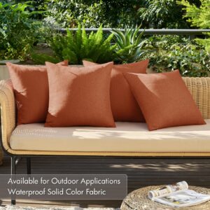 MIULEE Fall Pack of 4 Decorative Outdoor Throw Pillow Covers Linen Waterproof Pillow Covers Farmhouse Cushion Cases for Patio Garden Tent Balcony Couch Sofa 16x16 inch Rust